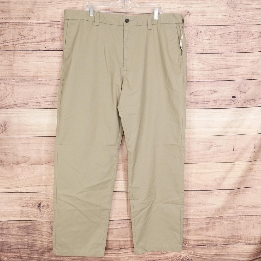 New! Amazon Essentials Chino Pants Mens 44x32 Khaki Brown Classic Fit Cotton